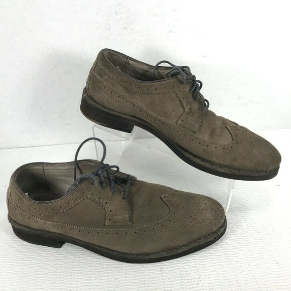 All Saints Other - Allsaints Mens Brown Suede Wingtip Round Toe Lace Up Oxford Dress Shoes Size 46